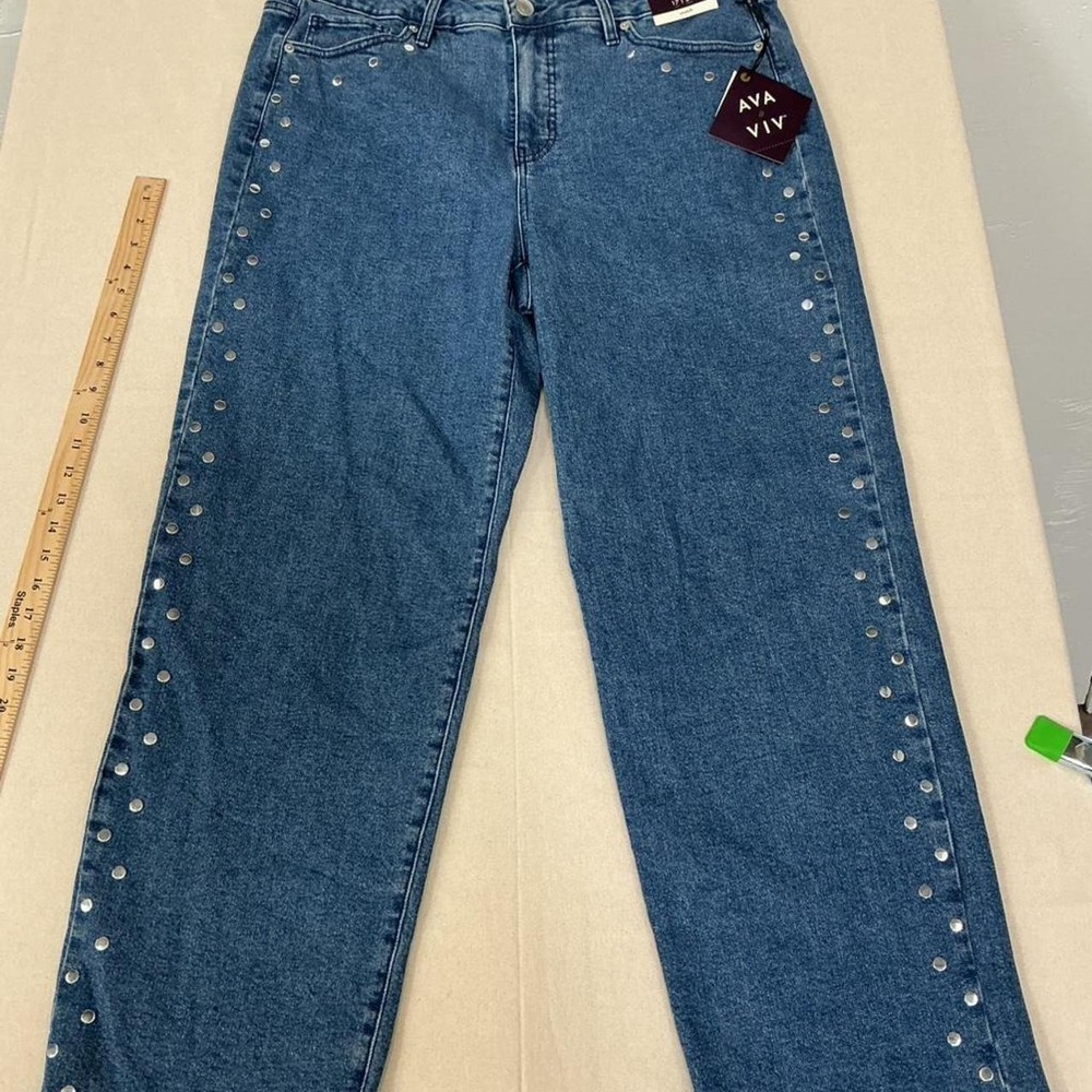 Ava & Viv straight leg studded jeans